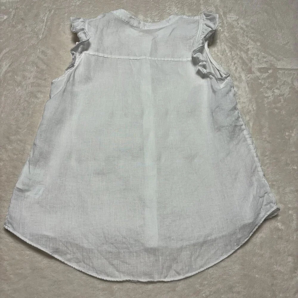 Lilly Pulitzer Womens Briette Button‎ Down Blouse Sz Medium White Vacation Linen